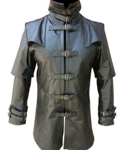 Load image into Gallery viewer, Men&#39;s Black Genuine Leather Steampunk Coat Gothic
