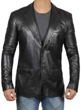 Afbeelding in Gallery-weergave laden, Men&#39;s Black Genuine Sheep Leather Blazer Jacket
