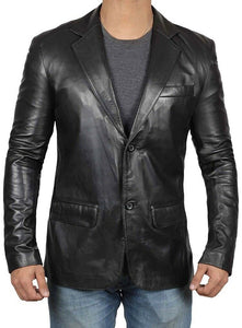 Men's Black Genuine Sheep Leather Blazer Jacket