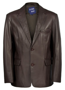 Men's Dark Brown Genuine Leather Blazer