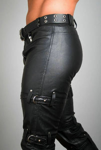 Men's Genuine Leather Fashion Biker trouser pants