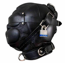 Carica l&#39;immagine nel visualizzatore di Gallery, Genuine Leather Sensory Deprevation Hood Mask Bondage
