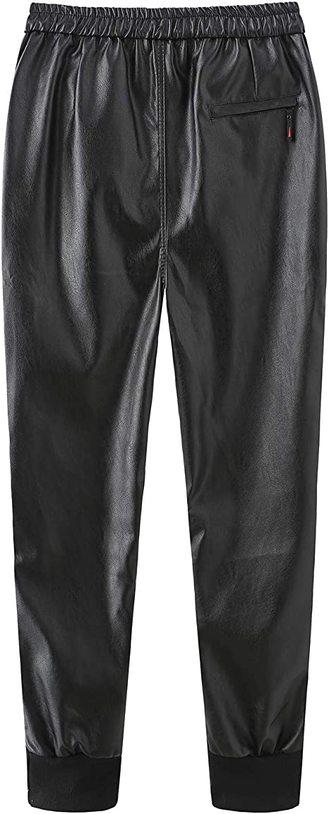 Men's Slim Fit Leather Joggers