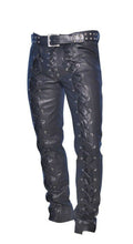 Charger l&#39;image dans la galerie, Pantalon de motard à lacets en cuir véritable pour hommes
