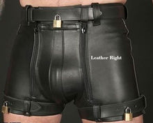 Indlæs billede til gallerivisning Men&#39;s Genuine Leather Chastity Shorts
