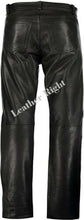 Indlæs billede til gallerivisning Men&#39;s Genuine Leather Straight Leg Biker trouser pants
