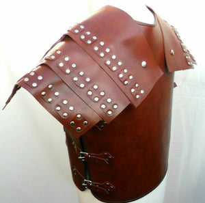 Armure de gladiateur romain samouraï en cuir véritable marron pour homme