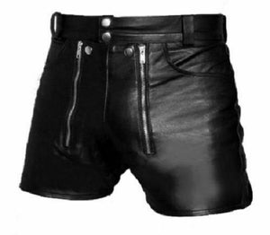 Men's Genuine Leather Chastity shorts with Rear Zip Bondage