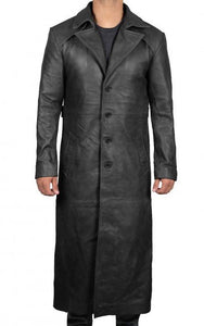 Men's Black Genuine Lambskin Full Length Coat