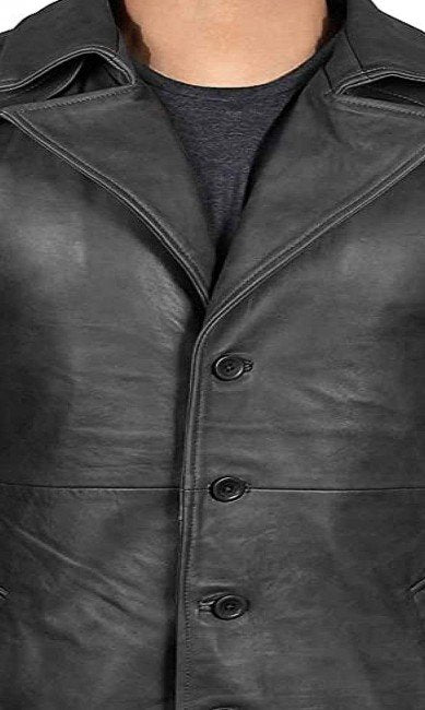 Schwarzer Herrenmantel aus echtem Lammleder in voller Länge – Leather Right