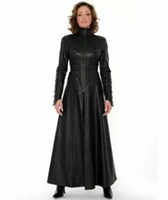 Load image into Gallery viewer, Ladies Black Genuine Lambskin Trench Coat Steampunk
