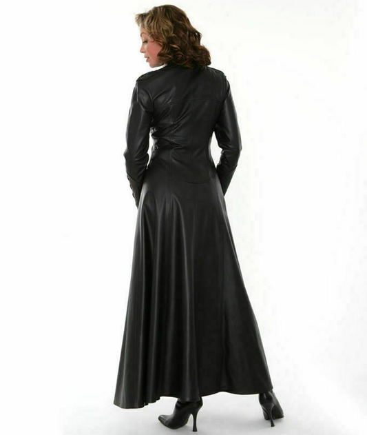 Women's Black Genuine Lambskin Trench Coat