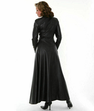 Carica l&#39;immagine nel visualizzatore di Gallery, Ladies Black Genuine Lambskin Trench Coat Steampunk
