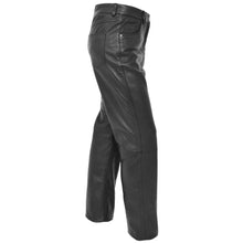 Charger l&#39;image dans la galerie, Pantalon jeans en cuir véritable noir pour femme
