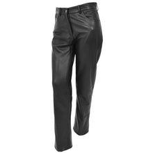 Charger l&#39;image dans la galerie, Pantalon jeans en cuir véritable noir pour femme
