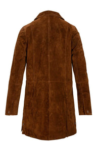 Men's Brown Suede 3/4 Length Coat Jacket