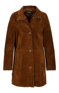 Men's Brown Suede 3/4 Length Coat Jacket