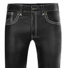 Cargar imagen en el visor de la galería, Men&#39;s Black Genuine Leather Trouser pants
