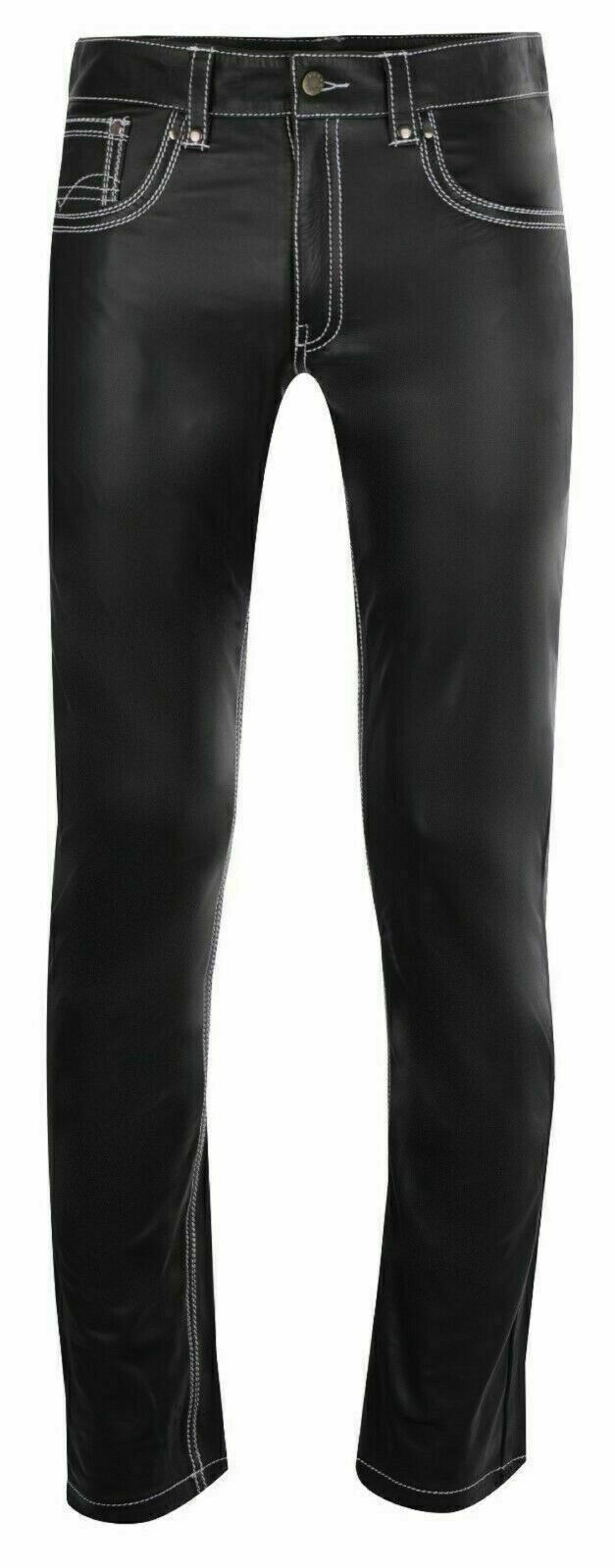 Men's Black Genuine Leather Trouser pants