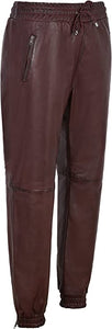 Men's Maroon Leather Joggers pants