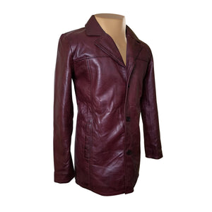 Men's Maroon Genuine Leather Coat