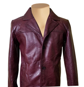 Men's Maroon Genuine Leather Coat