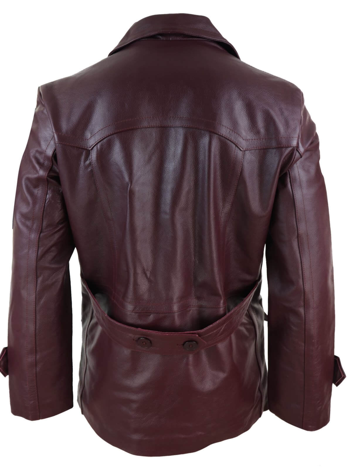 Maroon Double Breasted Leather Coat