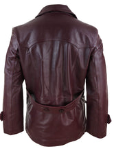 Load image into Gallery viewer, Maroon Double Breasted Leather Coat
