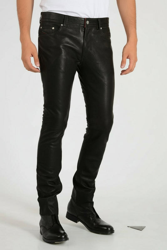 Men's Sheep Leather Slim Fit Pants