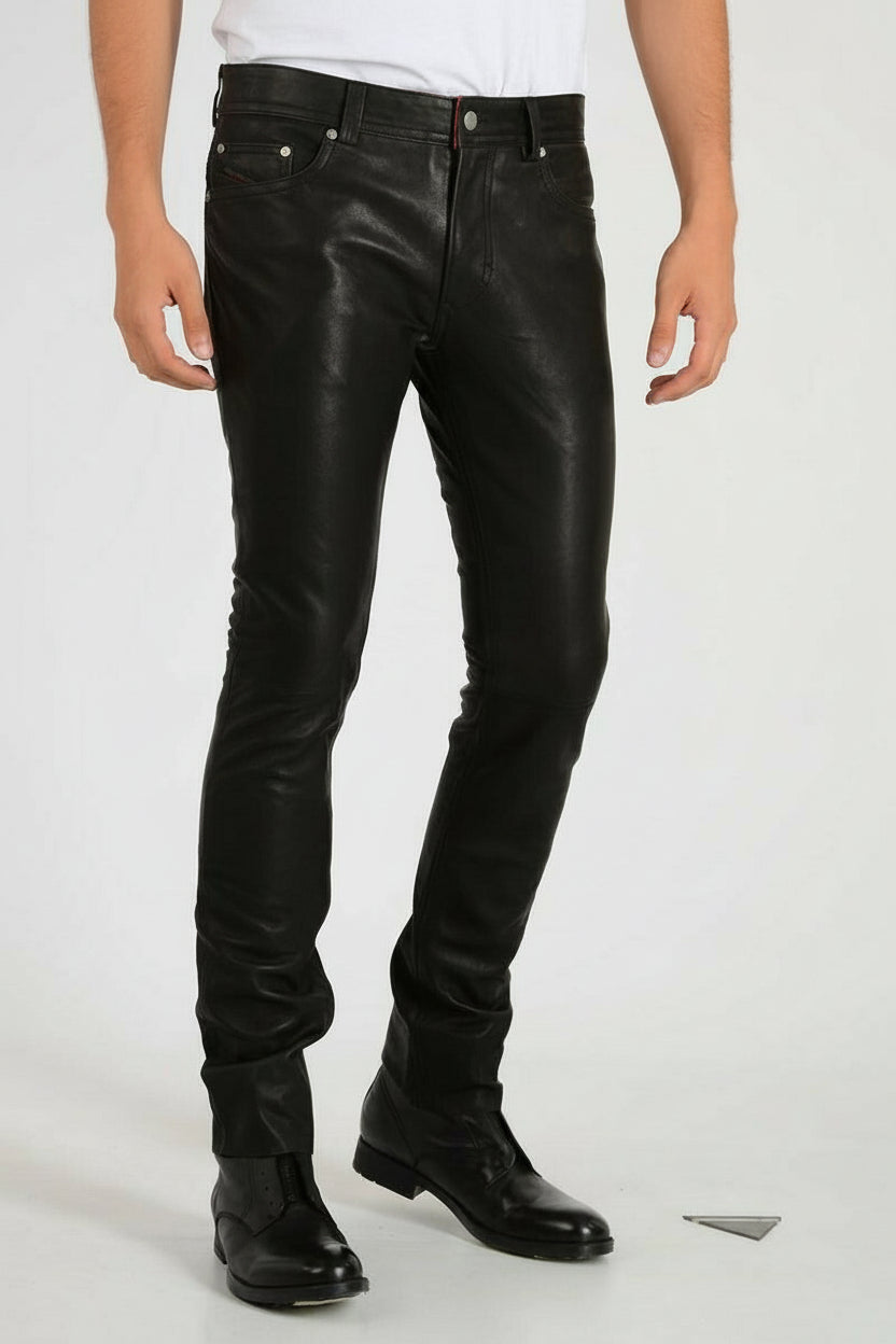 Men's Sheep Leather Slim Fit Pants