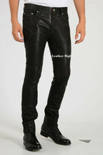 Load image into Gallery viewer, Men&#39;s Pure Lamb Leather slim fit trouser pants
