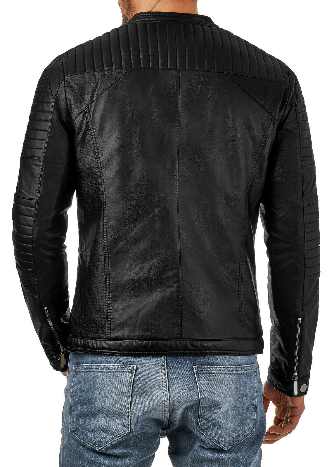 Men's Black Sheep Leather Padded Biker Jacket