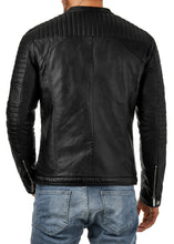 Last inn bildet i Galleri-visningsprogrammet, Men&#39;s Black Genuine Leather Padded Biker Jacket
