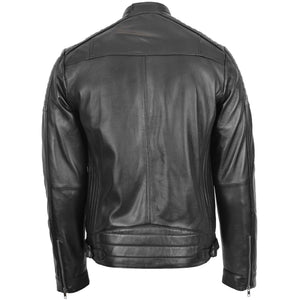 Schwarze echte Lederjacke für Herren