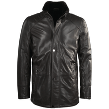 Charger l&#39;image dans la galerie, Veste en cuir de mouton marron foncé pour homme
