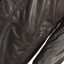 Charger l&#39;image dans la galerie, Veste en cuir de mouton marron foncé pour homme
