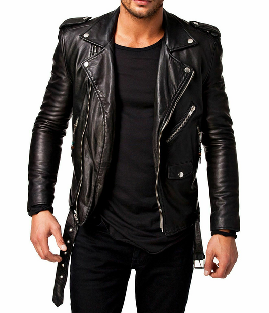 Men's Leather Biker Jacket