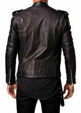 Indlæs billede til gallerivisning Men&#39;s Slim Fit Real Leather Biker Jacket
