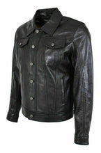 Load image into Gallery viewer, Men&#39;s Black Real Leather Trucker Jacket
