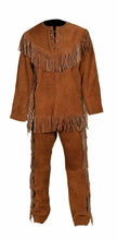 Indlæs billede til gallerivisning Native American Genuine Suede Pants &amp; Shirt With Fringes Ragged Suit
