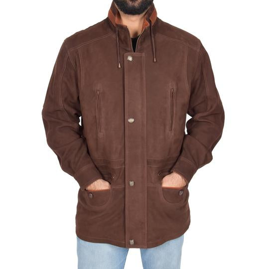 Men's Real Nubuck Leather Parka Jacket