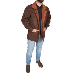 Men's Real Nubuck Leather Parka Jacket