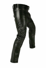 Lataa kuva Galleria-katseluun, Men&#39;s Real Cowhide Soft Leather Quilted Trouser Pants
