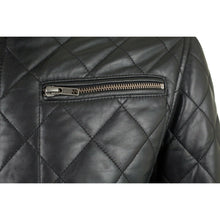 Lataa kuva Galleria-katseluun, Men&#39;s Black Genuine Leather Quilted Jacket
