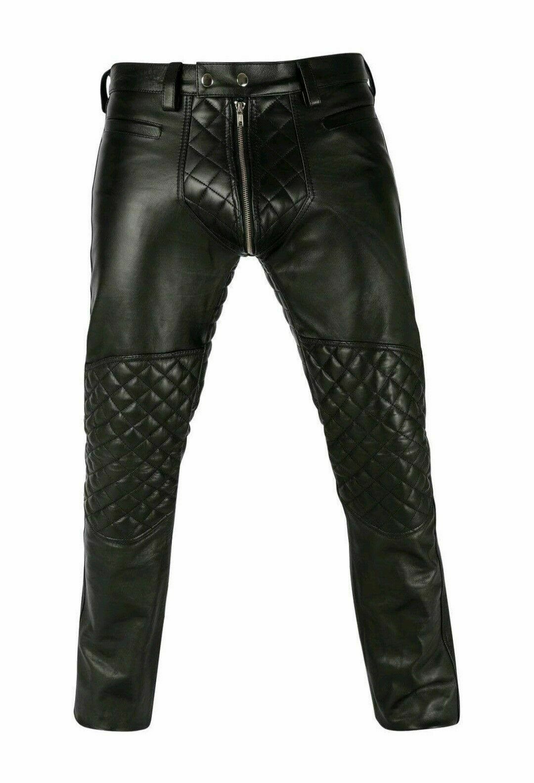 Men's Genuine Leather Padded Jeans