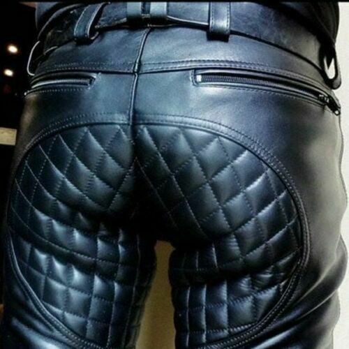 Men's Genuine Leather Padded Jeans pants