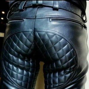 Pantalon de motard rembourré en cuir véritable pour hommes