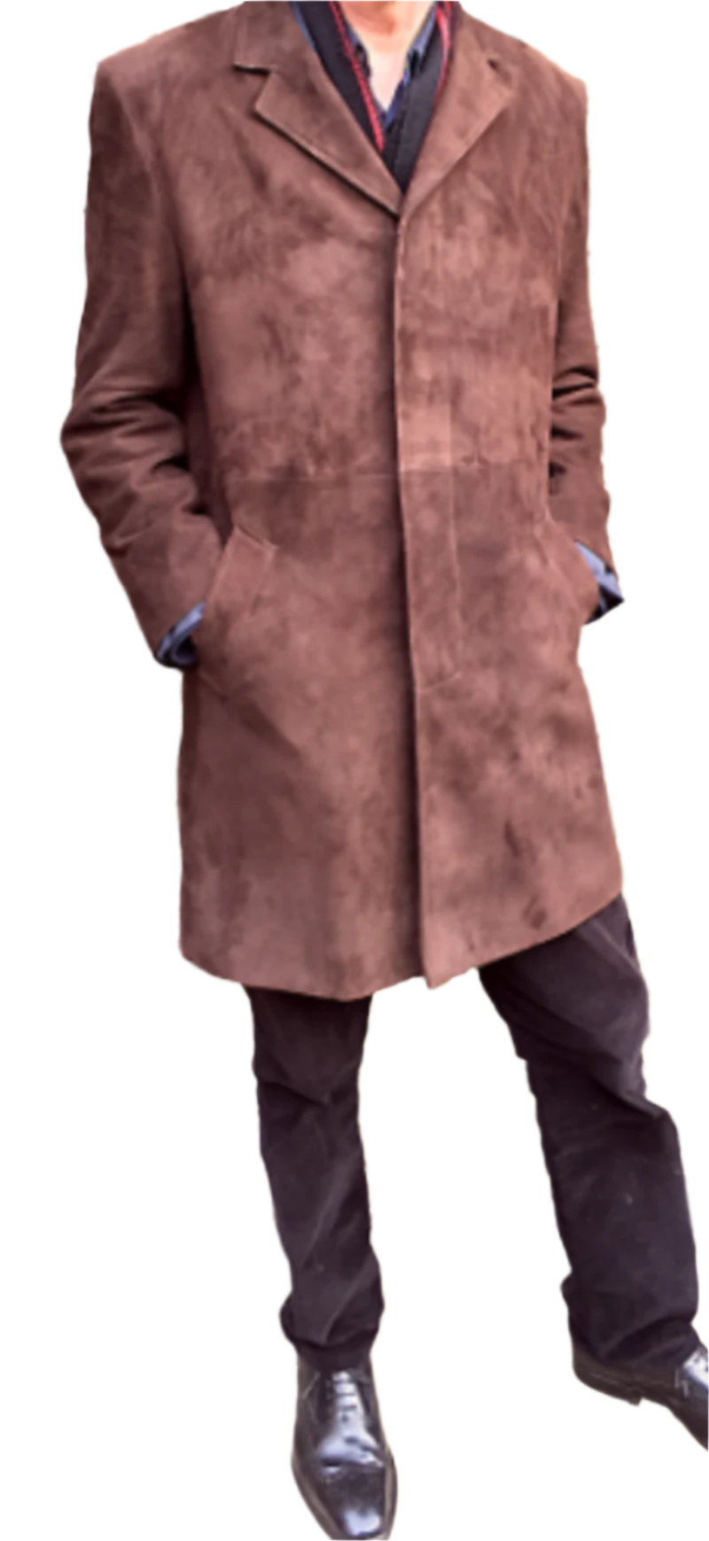 Men's Brown Genuine Suede 3/4 Length Coat Jacket