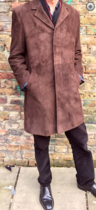 Men's Brown Genuine Suede 3/4 Length Coat Jacket