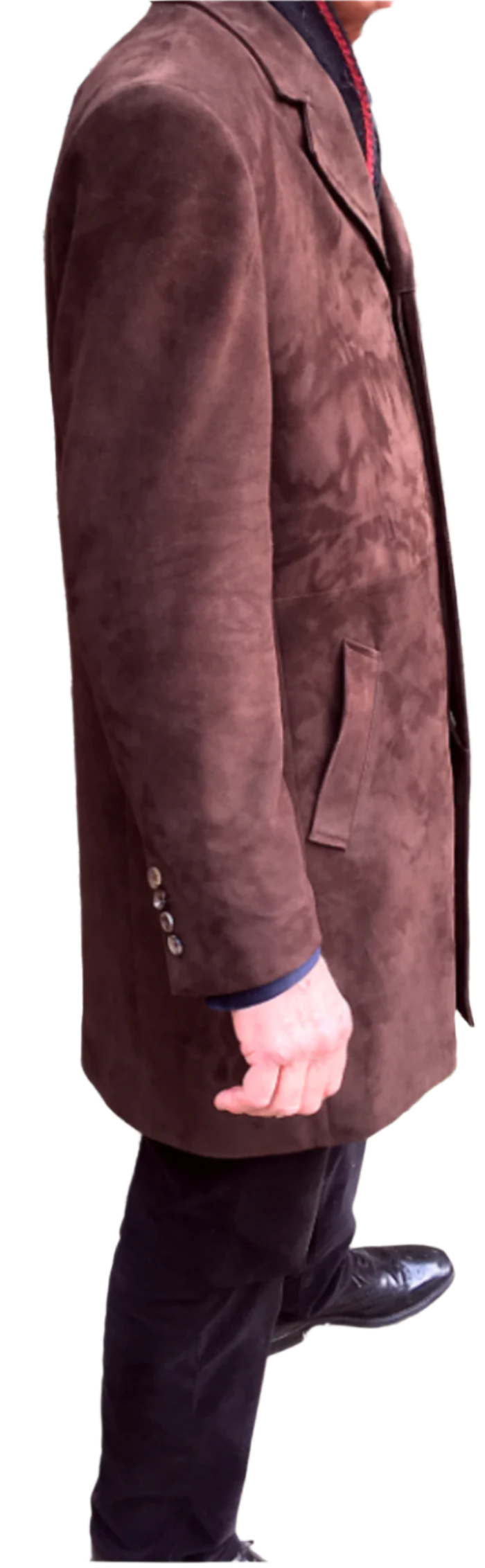 Men's Brown Genuine Suede 3/4 Length Coat Jacket